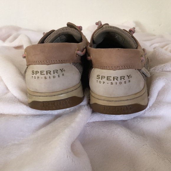 Sperry Top-sider boat shoes preppy size 9.5 women’s tan pink green - Picture 6 of 10